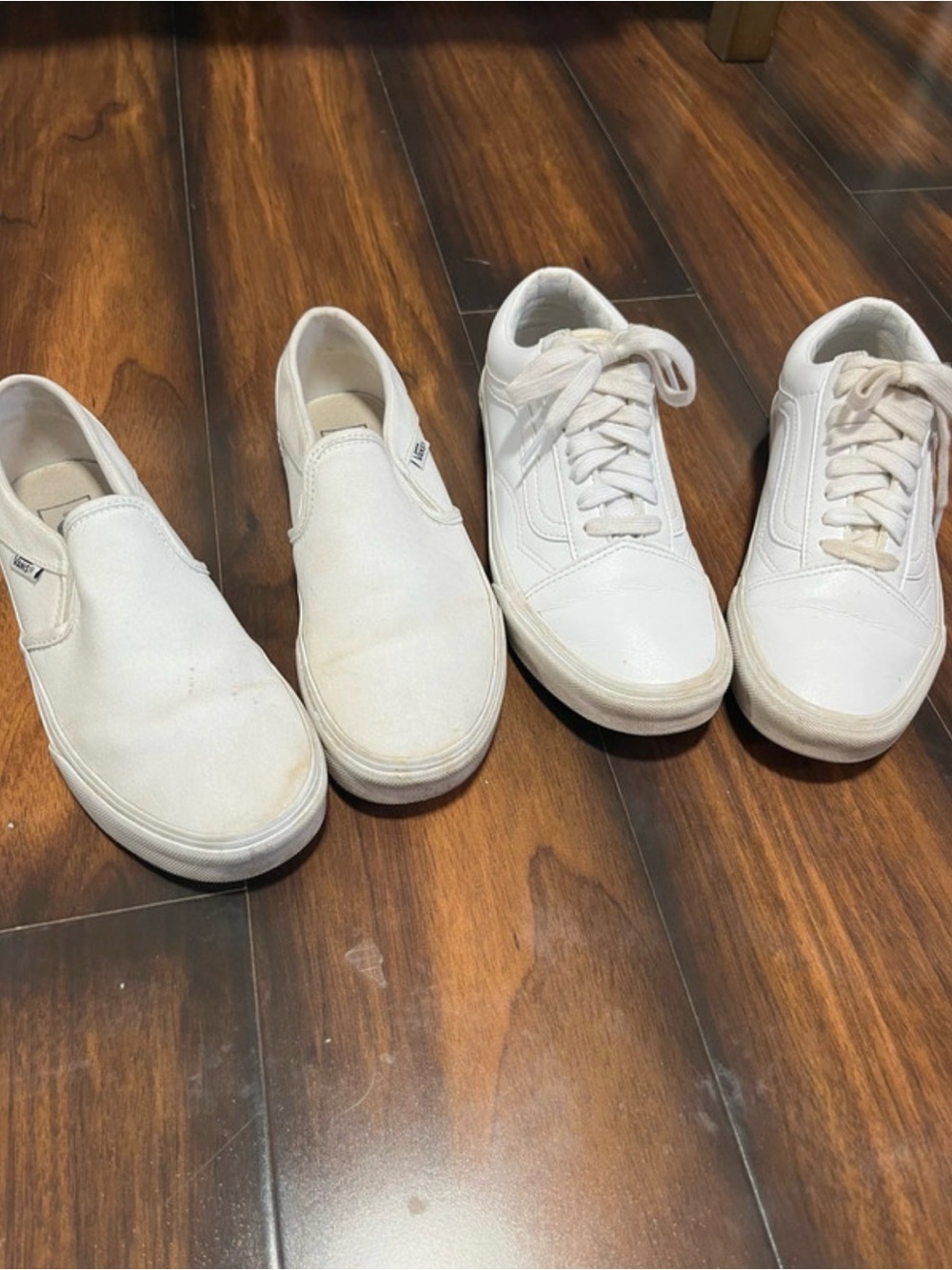 Vans bundle women's sizes 7&8 classic white slip on & leather 590